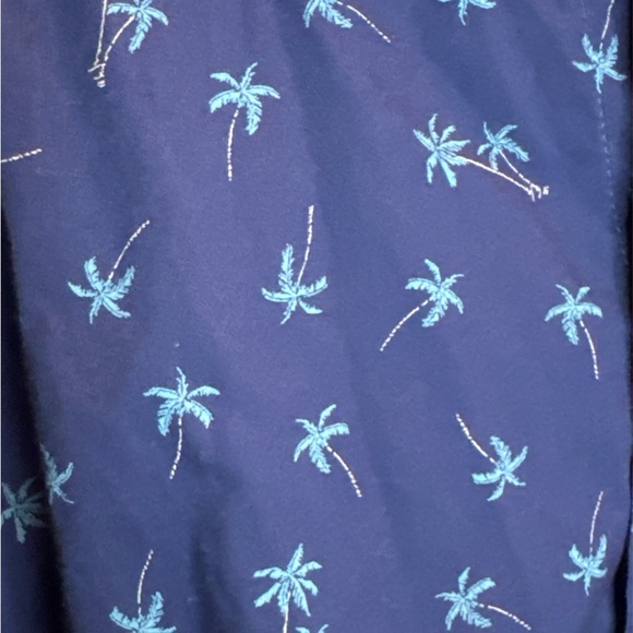 Men's Izod Blue Palm Tree Print Shirt - Picture 2 of 4